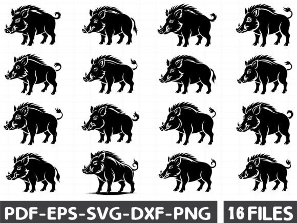 A Black Boar Silhouette on a White