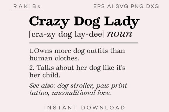 Crazy Dog Lady Funny Definition SVG PNG