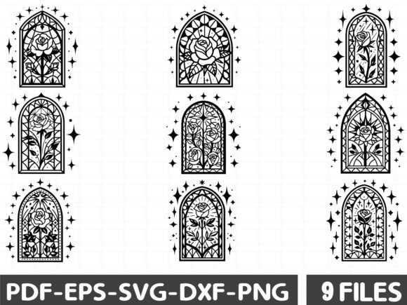 Gothic Rose Stained Glass SVG