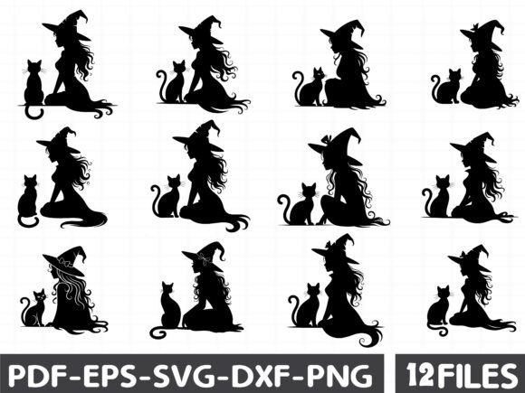 Halloween Black Cat, Witch SVG