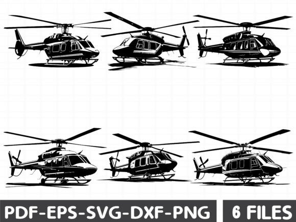 Helicopter Silhouette in Flight Clipart