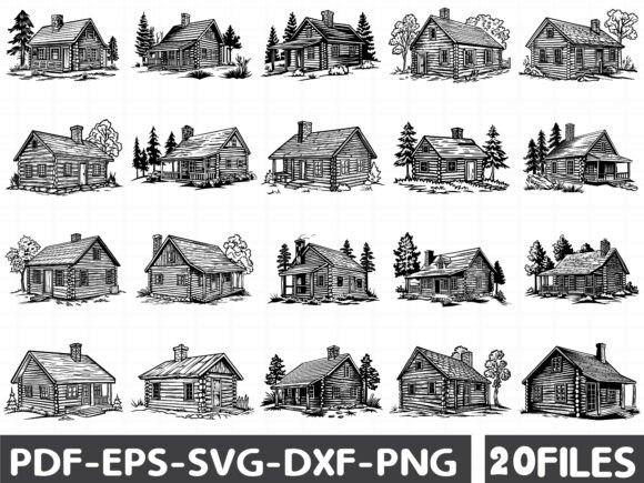 Log Cabin Black Silhouette Clipart