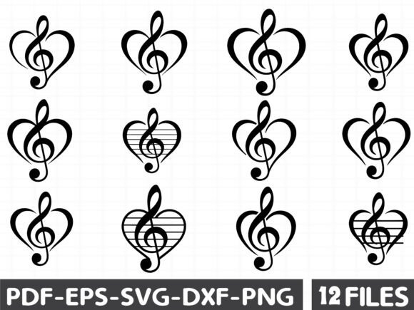 Love Music Notes Silhouettes SVG