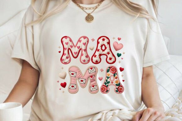 Valentines Day Yarn MAMA Love Shirt PNG
